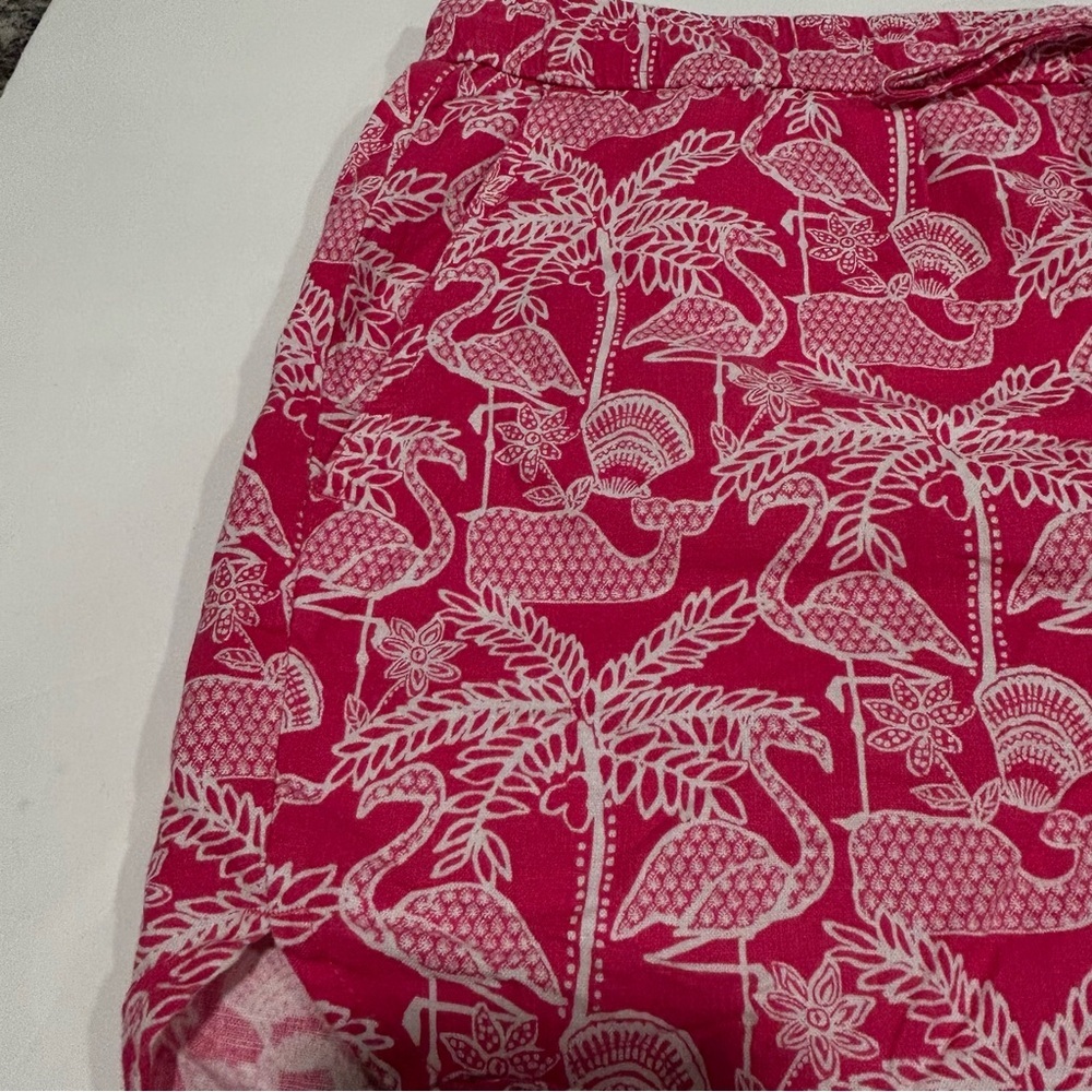 Vineyard Vines Vibrant Women's Linen Cotton Shorts Whales Flamingos Size Large - Picture 4 of 9